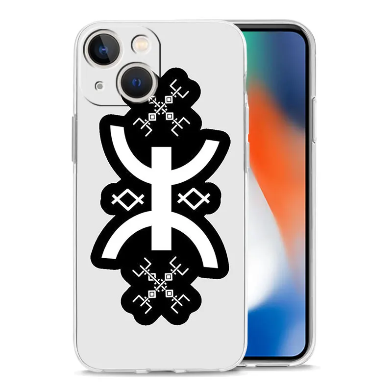 Amazigh Berber Flag Luxury Transparent Phone Case For iPhone 15 14 13 12 mini 11 Pro Max XS X XR SE 7 8 Plus Clear Cover