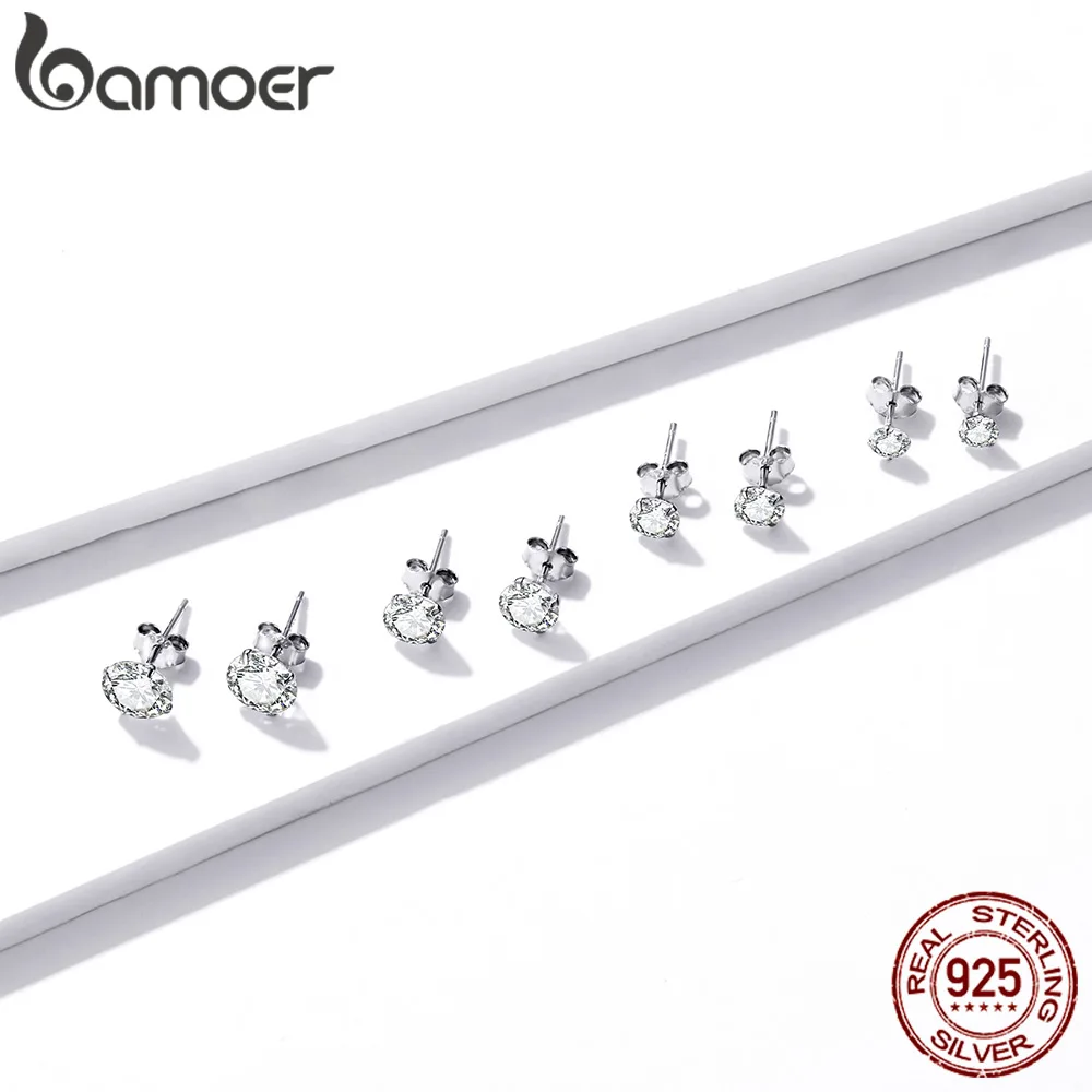 Women's 925 Sterling Silver Basic Wedding Stud Earrings