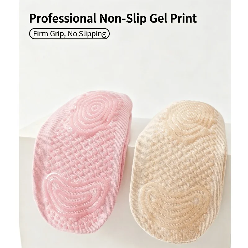 1Pair Women Non‑Slip Grip Socks Pilates Yoga Ballet Dance Soft Cotton Anti‑Slip Silicone Cross Strap Slipper Socks for Gym