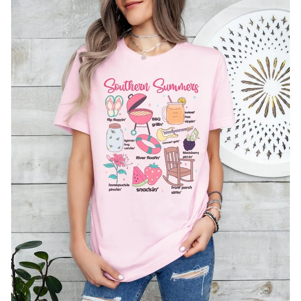 Southern Summer Shirt Summer Vibes Tops Western Tees Boho Summer Clothes Beachy Vacation Clothes