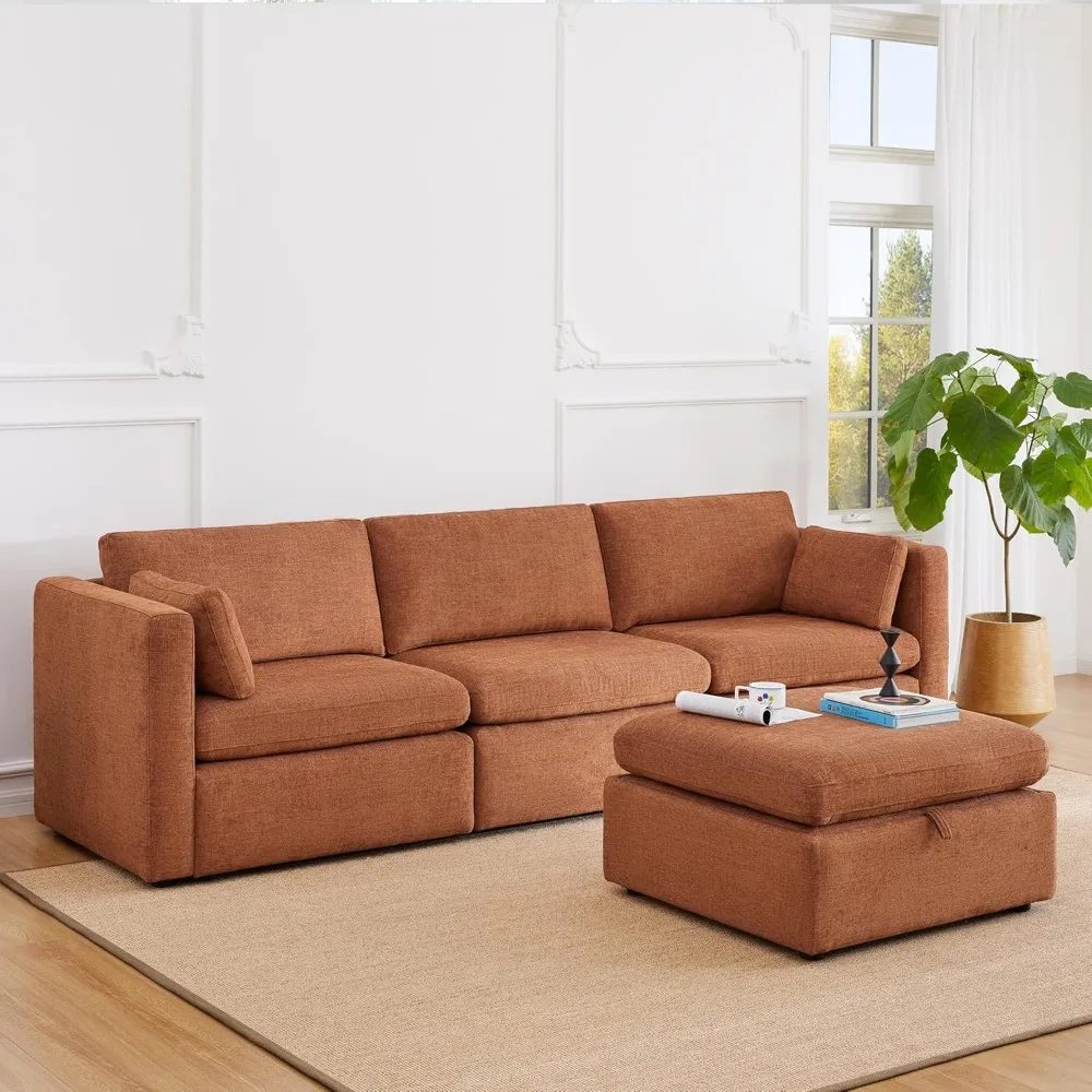 Oversized Modular Sectional Sofa Set, Extra Large L Shaped Couch with Reversible Chaise Couch, 112 inch Width,4 Seat Storage