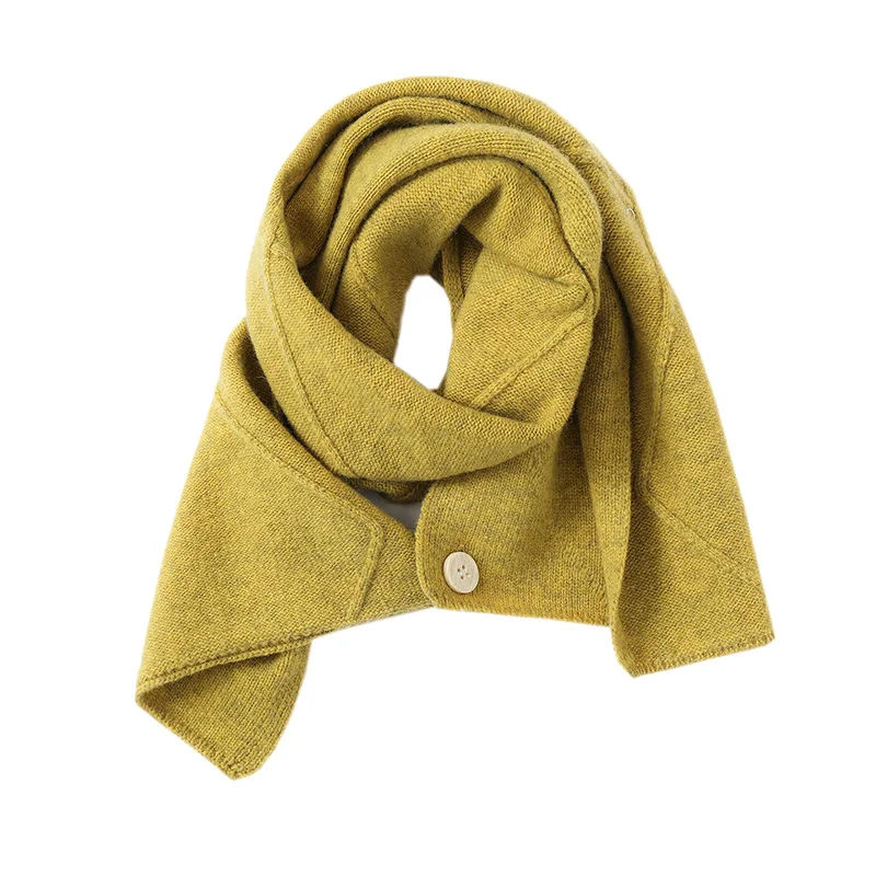 المرأة 100% ميرينو وشاح من الصوف مع زر الخريف الشتاء لينة الدافئة متماسكة الرقبة التفاف وشاح الموضة الصلبة عادية #1