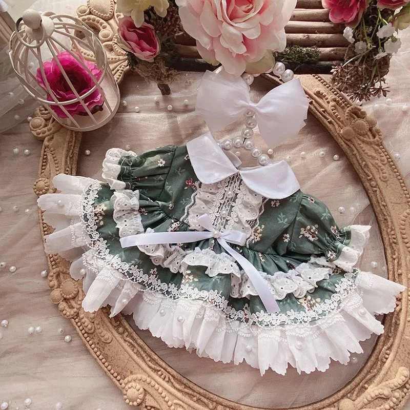 

Dark Green Floral Dress 15CM 20CM 40CM Cotton Doll Clothes, 50CM-55CM Reborn Doll Skirt Free Shipping