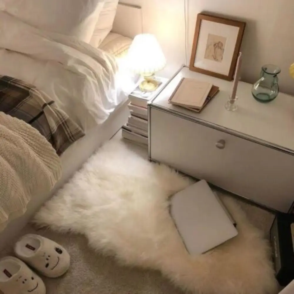 Tapete macio Faux Shaggy para sala de estar Pele de carneiro artificial Tapete de cabelo longo Tapete de lã Decoração de casa