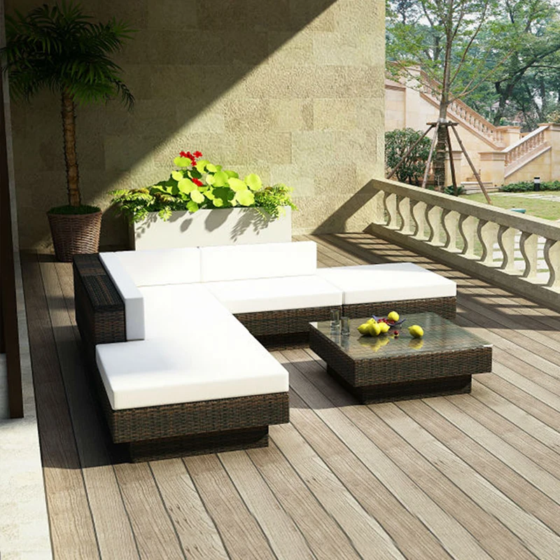 Customized outdoor rattan chair sofa, rattan woven garden terrace combination, corner creative leisure rattan sofa