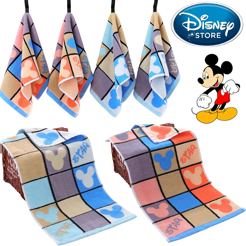 Toalla de dibujos animados de Mickey Mouse de Disney para niños, toalla de algodón absorbente de agua de secado rápido, toallas de cara suaves para el baño del hogar, regalos