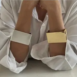 KMVEXO Exaggerated Gold Silver Color Bangles Vintage Punk Geometric Spring Bangles For Women Bracelets Men Accessories Jewelry