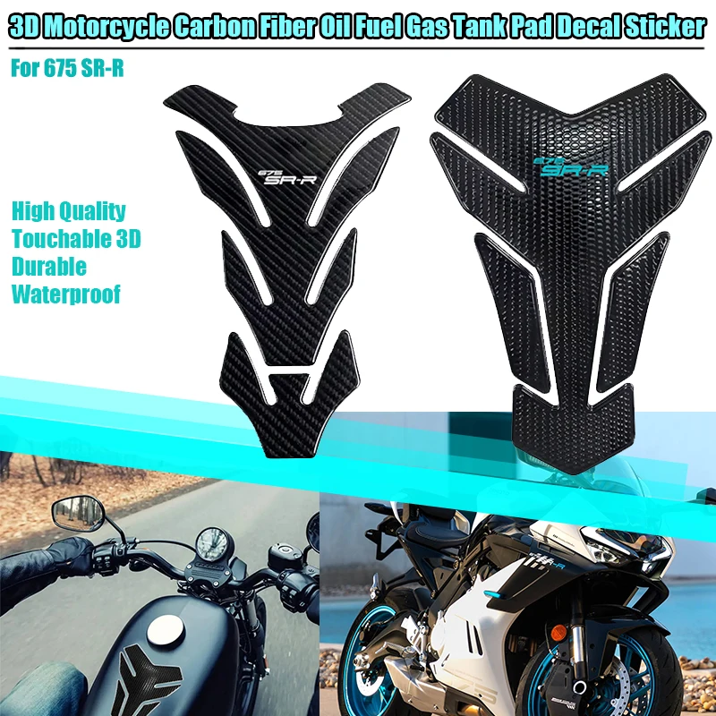 For 675SR-R SR675 675 SR-R 2024 2025 2026 Motorcycle accessories Carbon Fiber 3D Oil Fuel Gas Tank Pad Decal Protector Sticker