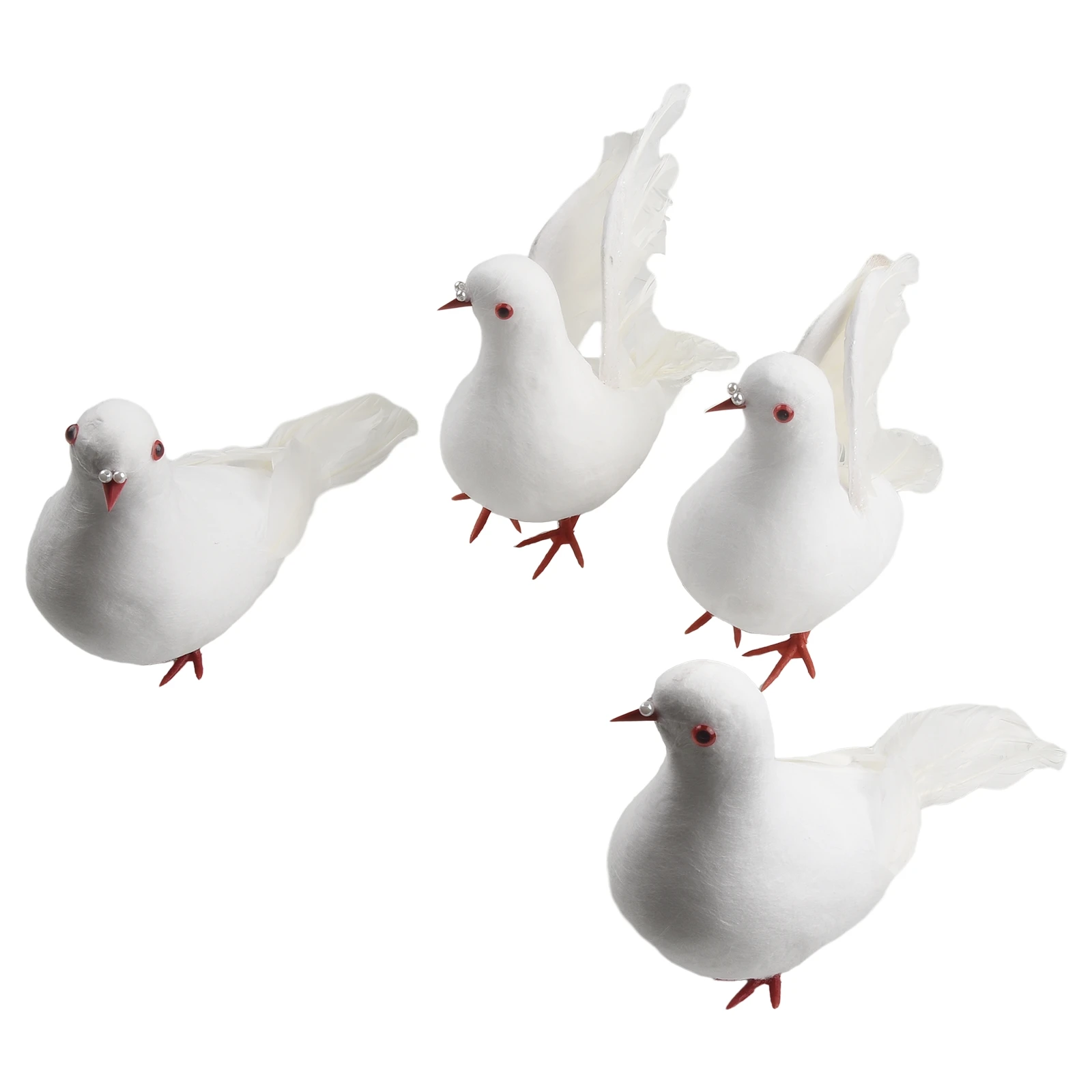 4 Artificial Flying Doves Birds Plastic Models with Realistic Look for Use in Wedding Garden Home Store and Photography