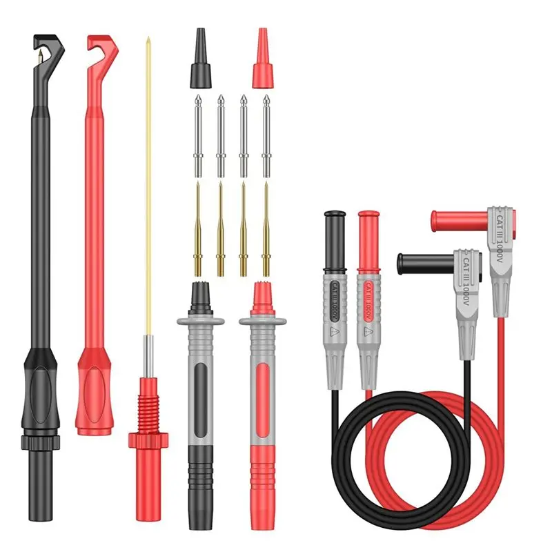 ABCA-Multimeter Test Leads Kit, Precision Sharp Probe Test Lead Gold-Plated Probe Leads, Banana Test Lead Probe Clip Set