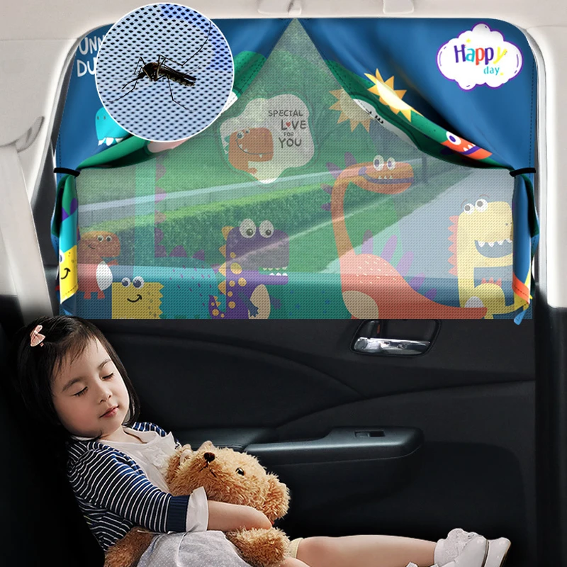 New 2 Layers Car Side Window Visor Telescopic Magnetic Car Window Shades Mosquito Net Sun Cover Uv Protection for Kids Baby