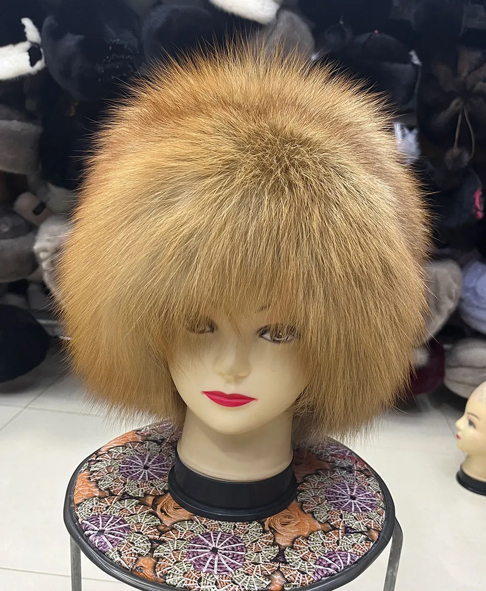 Winter Pelz Frauen Hut mit Schwanz Echt fuchs Pelzmütze Luxus Waschbär Pelz Mützen warmes Ohr schützen Unisex Bomber Hut Großhandel Hauben – Detail 10