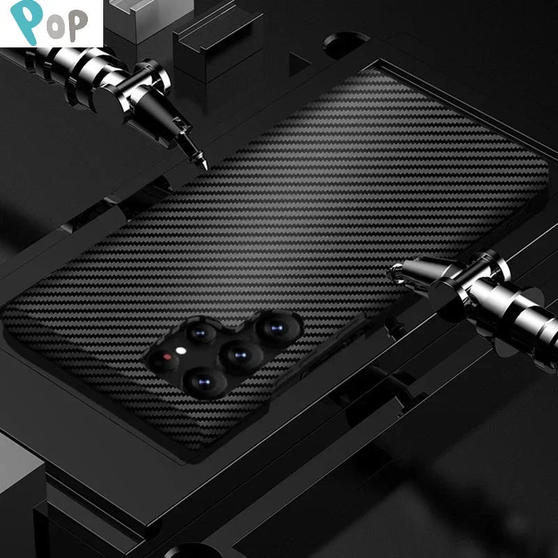 

Carbon Fiber Texture PC Case For Samsung Galaxy S21 S22 S23 Ultra S21 Plus Shockproof Magnet PC Case For Samsung S21 22 S23 Plus
