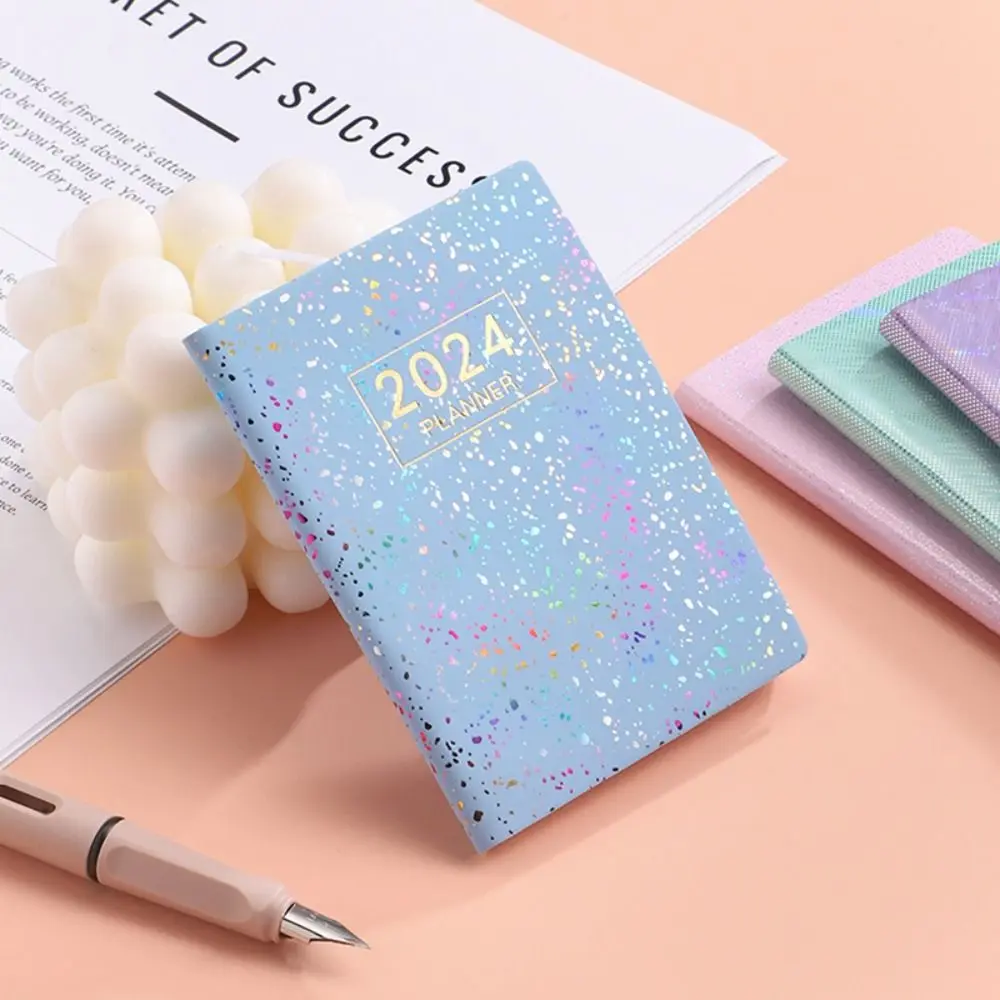 2024 A7 Mini Portable Dazzling Colorful Agenda Book Diary Weekly Planner Notebooks To Do List English Notepad