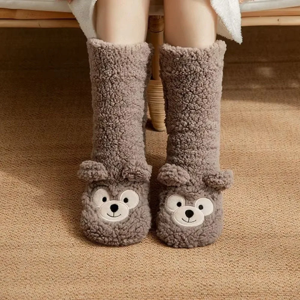 

Warm Thickened Thermal Socks Soft Anti Slip Floor Socks Coral Fleece Cartoon Leg Covers Christmas Gift