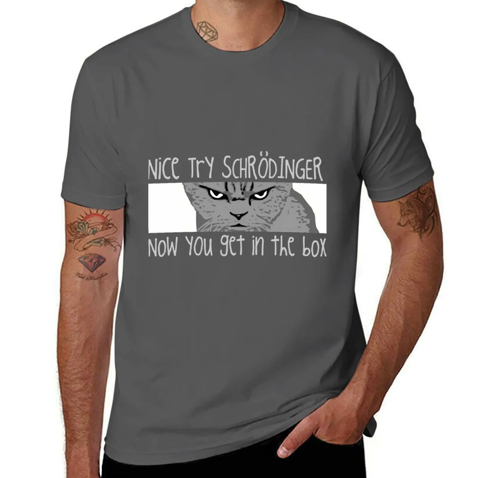 

Funny Cat Science Physics Quantum Schrodingers T-Shirt Streetwear Print Tee Shirt