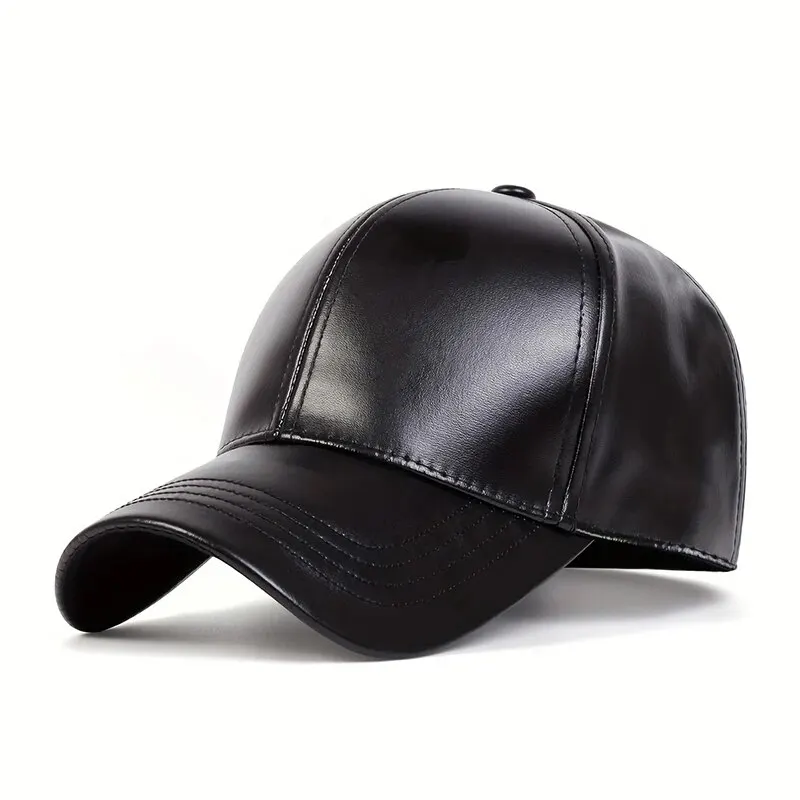 PU Leather Solid Color Baseball Caps Spring and Autumn Outdoor Adjustable Casual Hats Sunscreen Hat