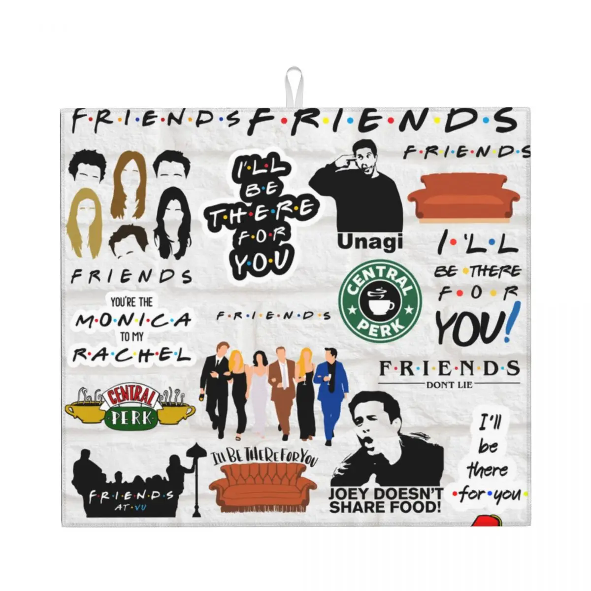 Funny TV Show Friends Collage Dish Drying Pads Custom Absorbent Microfiber Quick Dry Drainer Mats