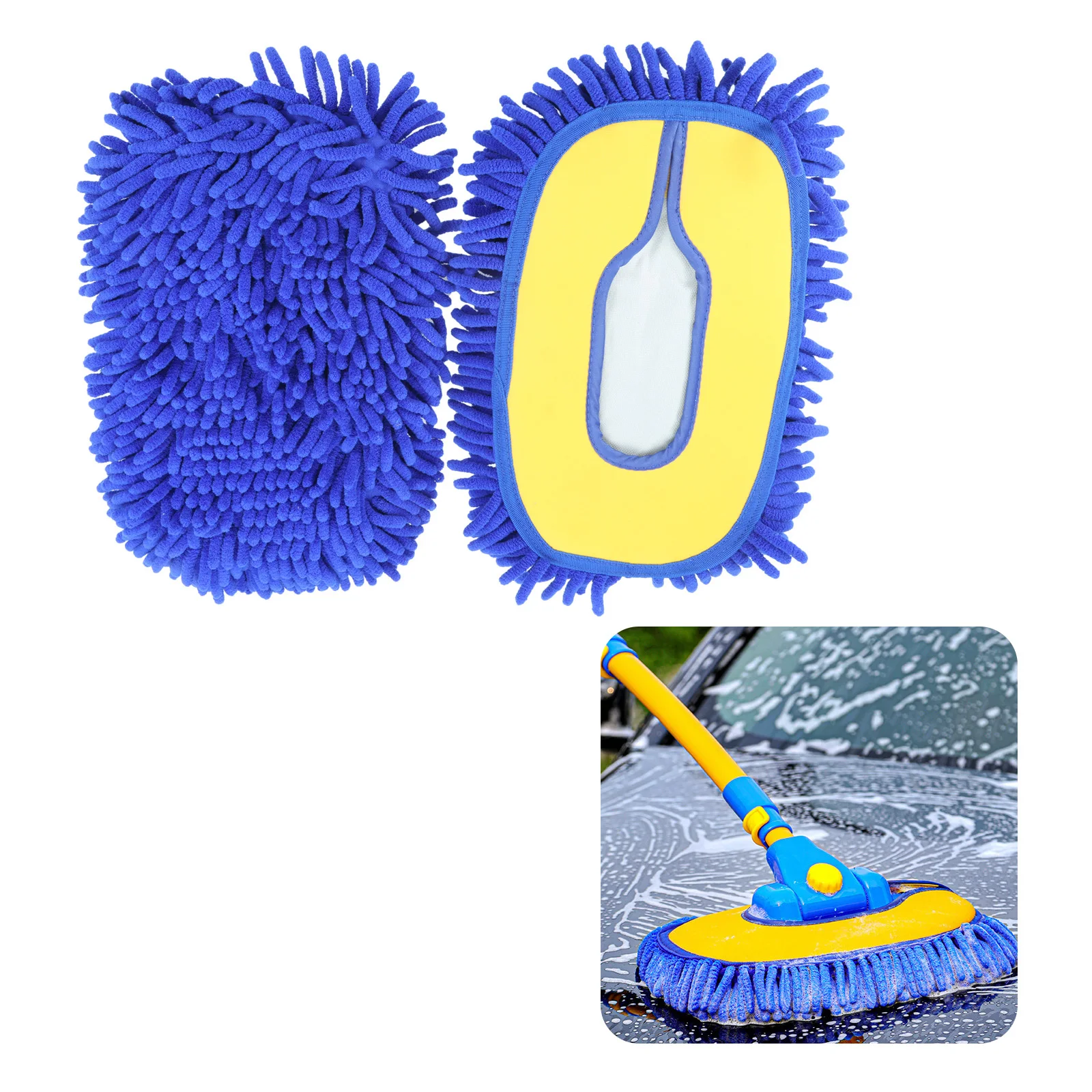 

35x23cm Chenille Microfiber Adjustable Retractable Auto Wash Mitt Brush Long Handle Cleaning Mop Head Replacement Cleaning Tools