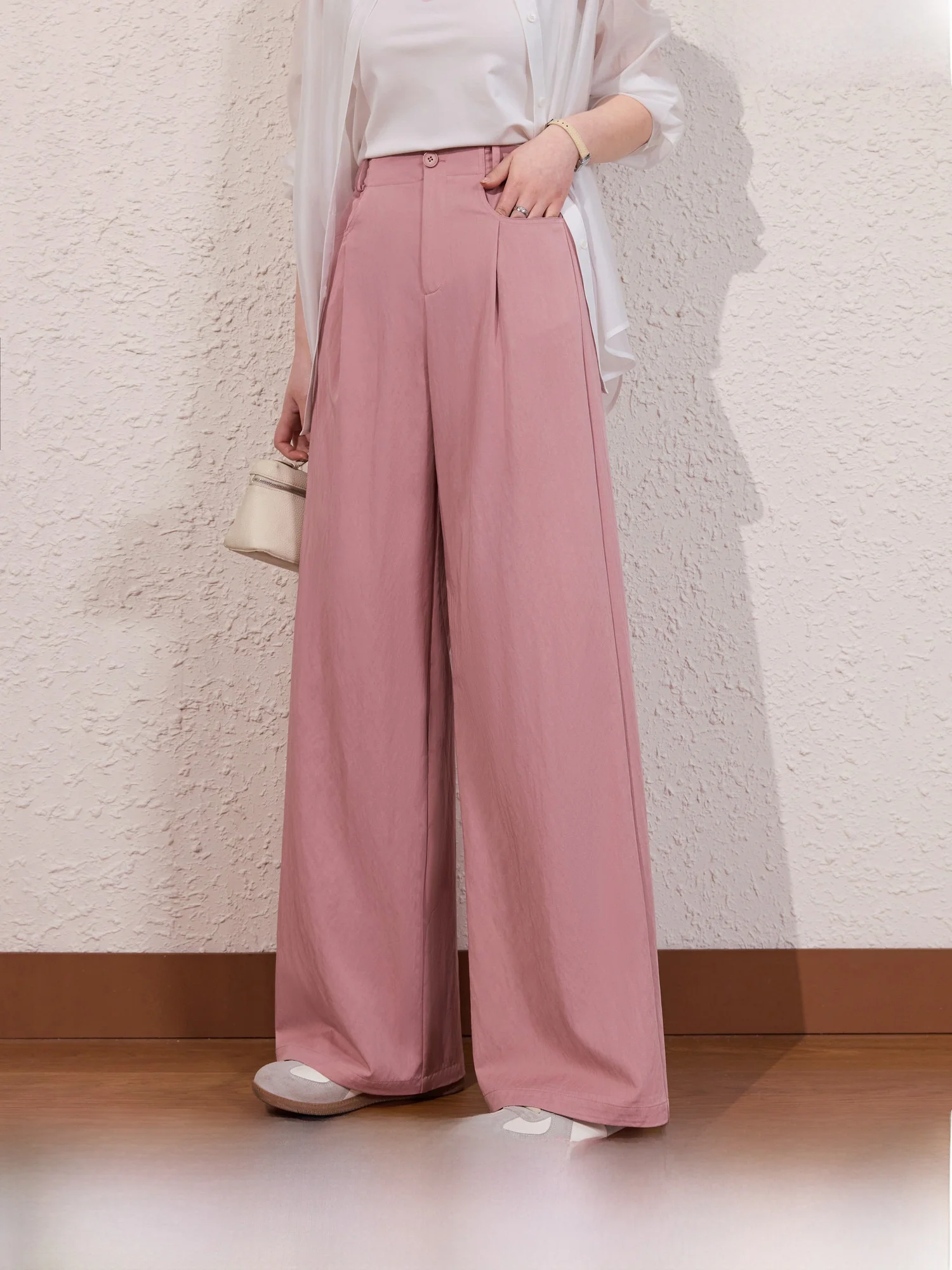 

Fashionable High Waist Wide Leg Straight Cut Casual Pants for plus Size Women Spring Season Loose Slimming Draping Trousers
