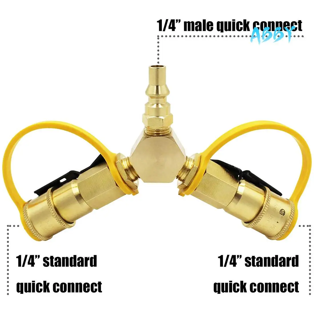 

ABBY-1/4Inch RV Propane Quick Connect Y Splitter Adapter For RV To Grill & Quick Connect Propane Hose Fittings Connector