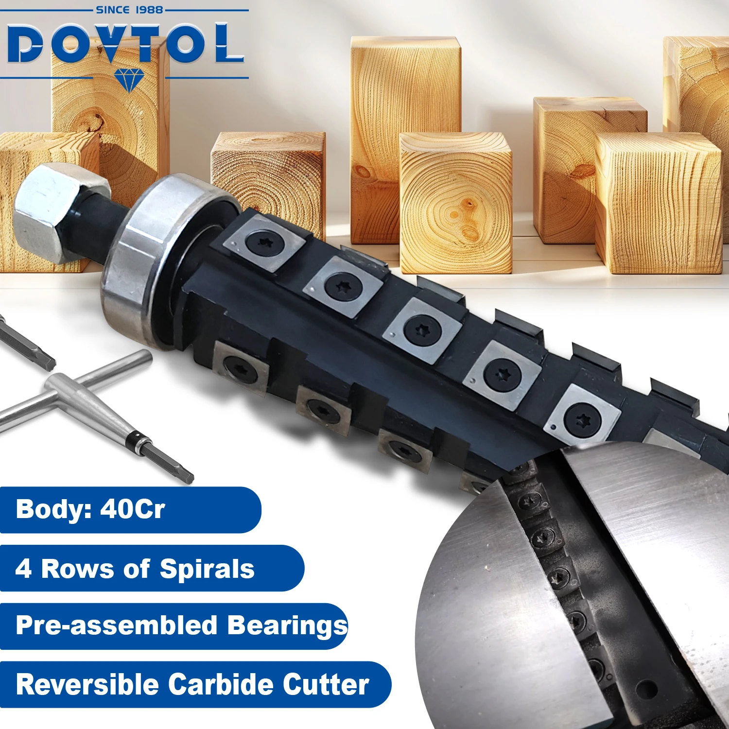 Cabeça de corte helicoidal em espiral DW735 para espessador de plaina Dewalt