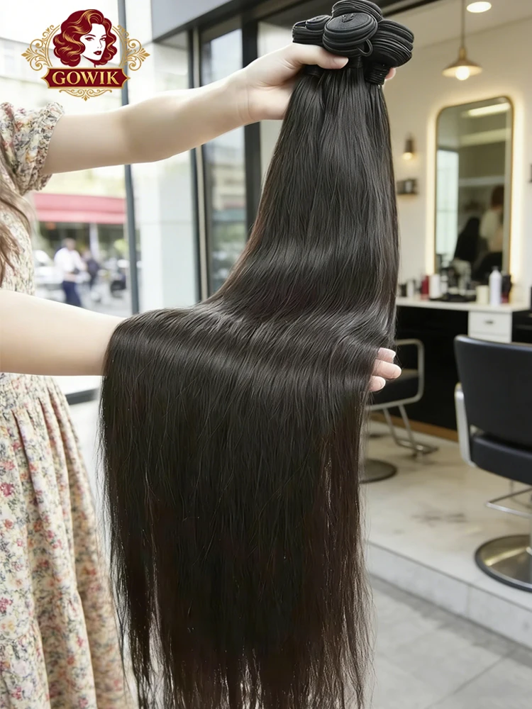 Bundels Echt Haar 30 40 Inch Ruw Maagdelijk Onbewerkt Haarverlengingen Bone Straight Echt Haar 4 Bundels Dubbele Weft Bulk Vlecht Haar - afbeelding 2