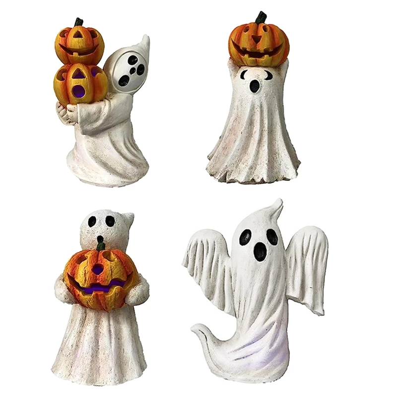 

Halloween Ghost Pumpkin Figurines Rustic Resin Ghost Halloween Statue Pumpkin Figurines Novelty Halloween Decorations