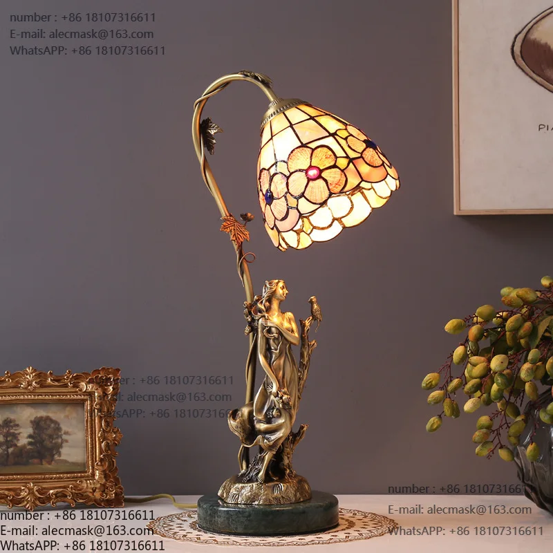 

Muse desk lamp American French retro bedroom bedside lamp full copper