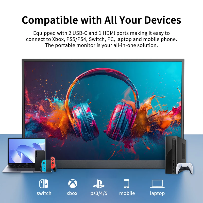 HGFRTEE 100%sRGB 10.5 inch Portable Monitor 1280P 420Cd/m ² Second screen For Laptop Mac Xbox PS4/5 Switch PC Extension Display image 5