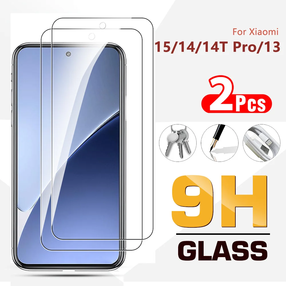 2PCS Screen Protector For Xiaomi Mi 15 14T Pro 14 13 5G Xaomi 15 14TPro Xiaomi15 5G Tempered Film Clear Phone Front glass 6.36