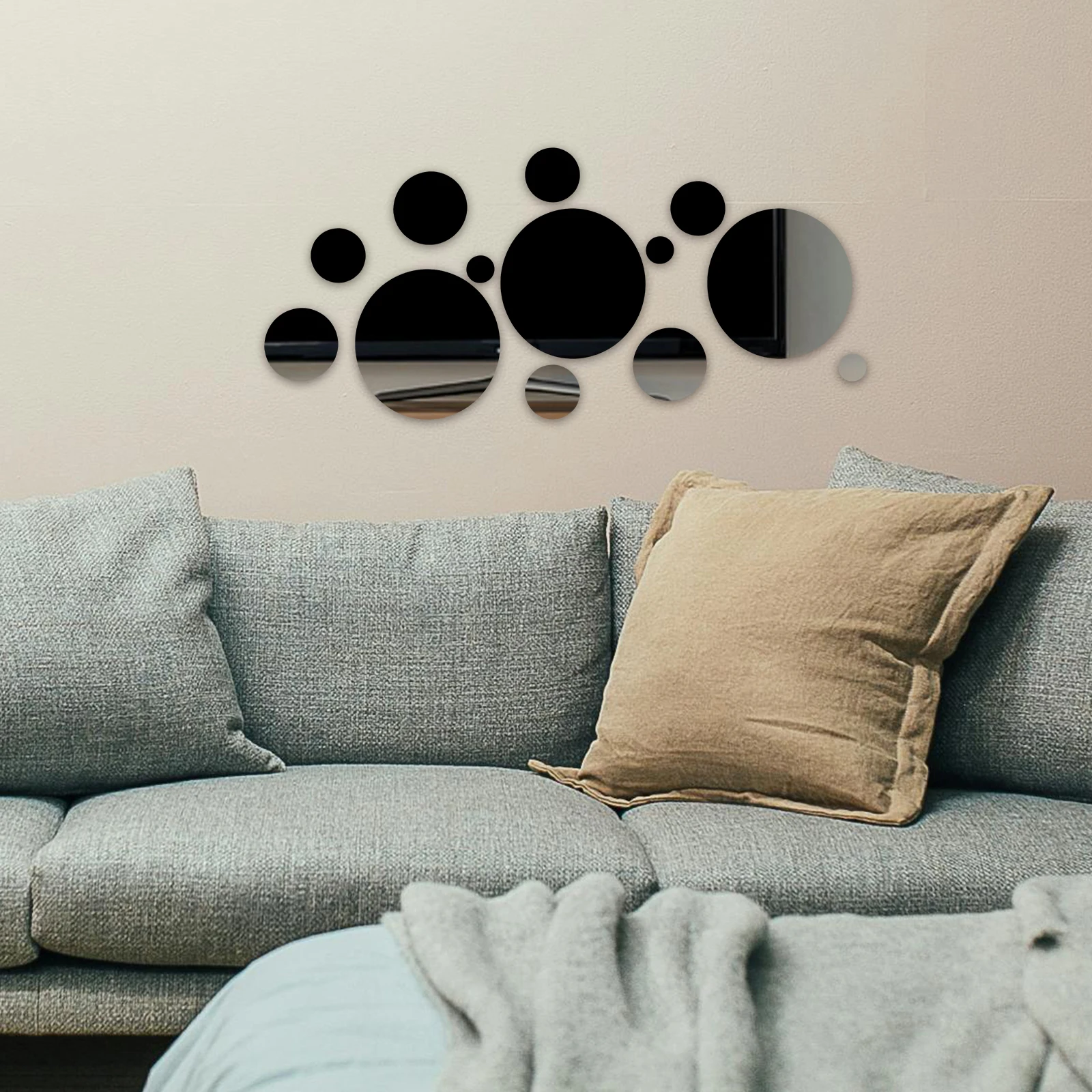 

52pcs Acrylic Round Mirror Decals Assorted Sizes Wall Stickers For Bedroom Bathroom Living Room Decor Brightening Reflective