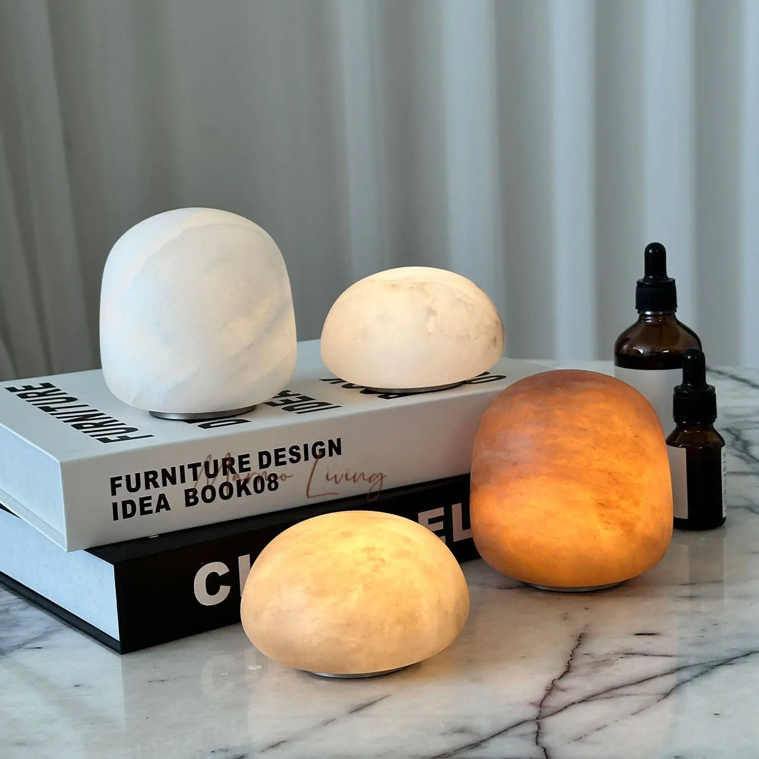 Decorative Real Stone Table Lamp Marble Lamp Restaurant Bar Atmosphere Alabaster Lamp Home Decoration