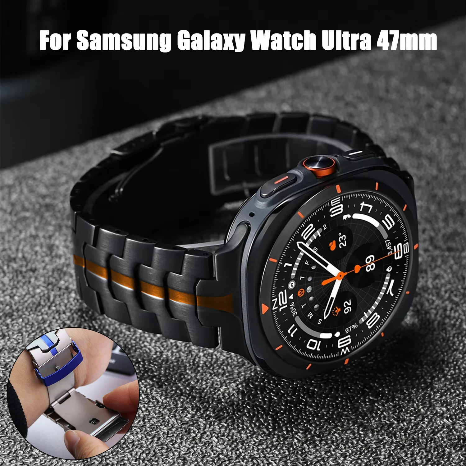 Correa de acero inoxidable para Samsung Galaxy Watch Ultra 47mm, hebilla plegable de Metal sin huecos para Galaxy Watch 7 Ultra 47mm, Corrae
