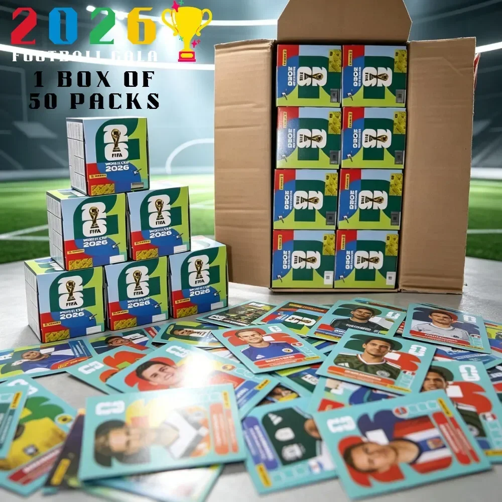 Original Panini FIFA Weltmeisterschaft 2026 Komplette Aufkleberbox, 50 Packungen Fußball-Aufkleber, Sammlerstück Souvenir für Fußballfans – Detail 1