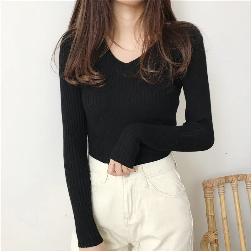 2023 New Autumn Winter Women Sweater Sold Warm Turtlenecks Casual V Neck Oversized Lady Sweaters Knitted Pullover Top Pull Femme