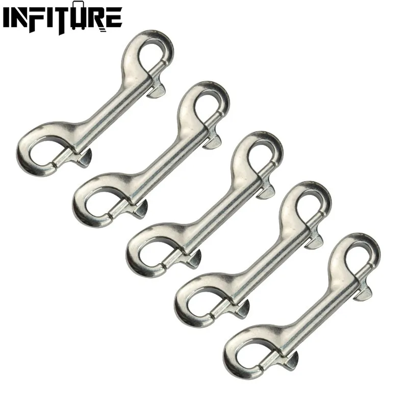 1/2/5pcs 316 Stainless Steel Sucha Diving Double End Bolt Snap Hook Clips 90mm Boat Hardware Double Ended Bolt Snap