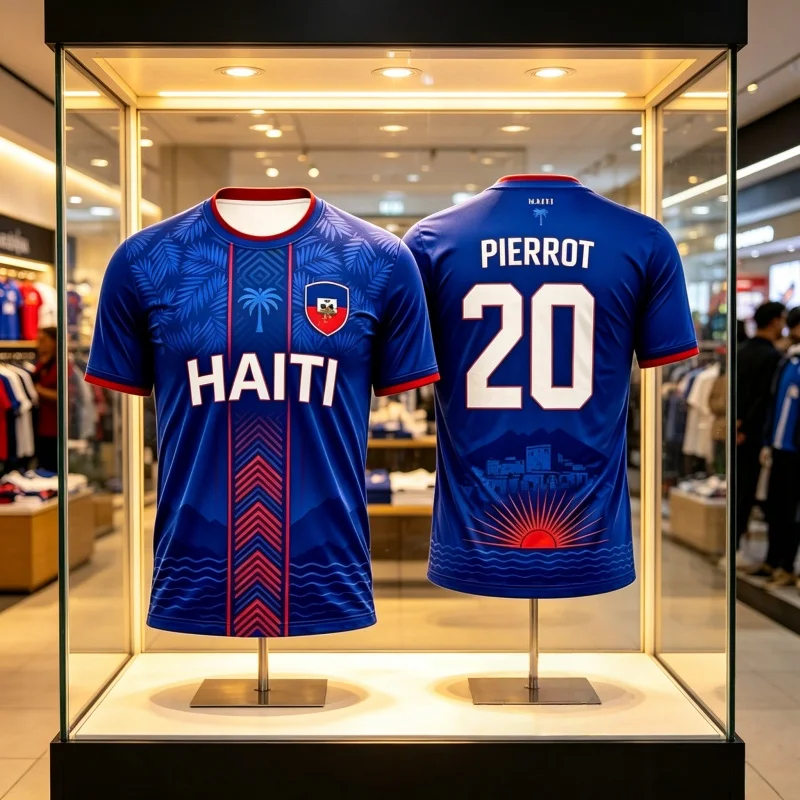 3D Printed Haiti Themed Football Shirt, Cultural Shirt, Fan Friendly Sports Game Training T-shirt, Quick Drying and Comfortable