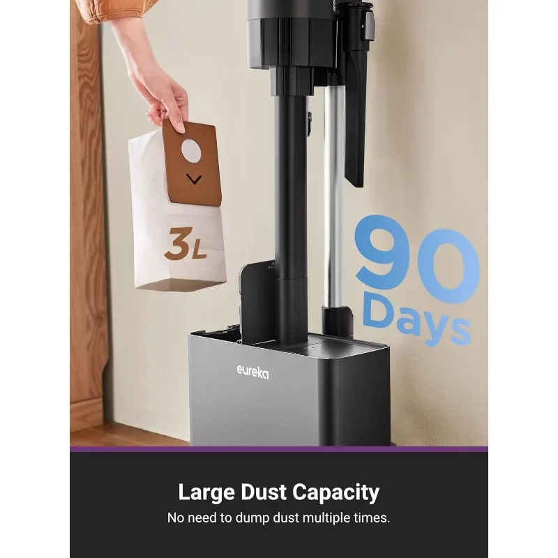 مكنسة كهربائية يوريكا ستايلس إيليت NEC490BL لاسلكية مع محطة تنظيف، تنظيف قوي للأرضيات متعدد الأسطح