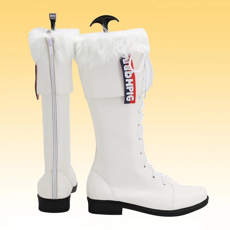 Jeu archevaliers Poca blanc Cosplay chaussures en cuir PU bottes longues femme mâle Halloween carnaval fête jeu de rôle accessoires sur mesure