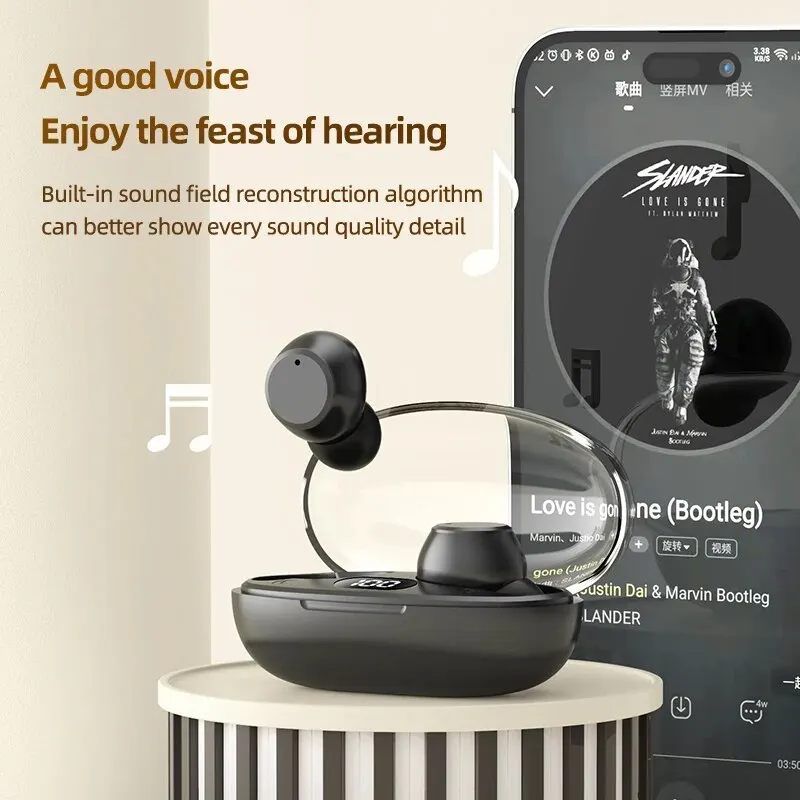 T62 Bluetooth Earphone Touch Control Wireless Headphones Earbuds V5.3 Headset with Digital Display Waterproof for Mobile Phone