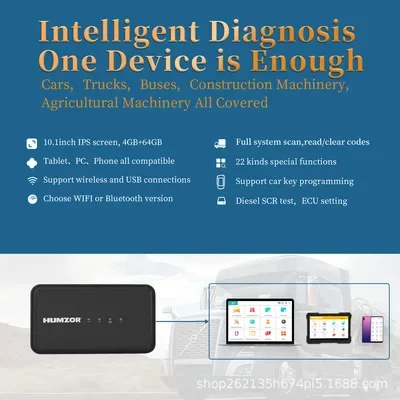 New Humzor NS666S Diagnostic For Both 12V Gasoline Cars and 24V for Diesel Heavy Truck Light Truck OBD2 Tools