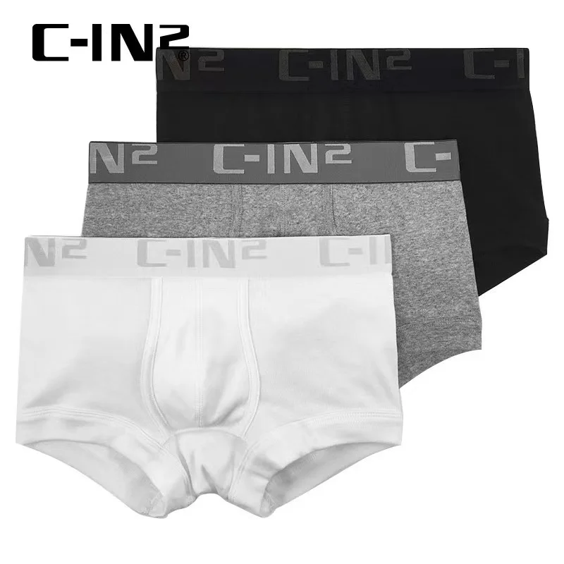 C-IN2 Men\'s underwear Solid color cotton sport hip lift sexy U raised pouch bag show large youth low-rise cin2 boxers 004