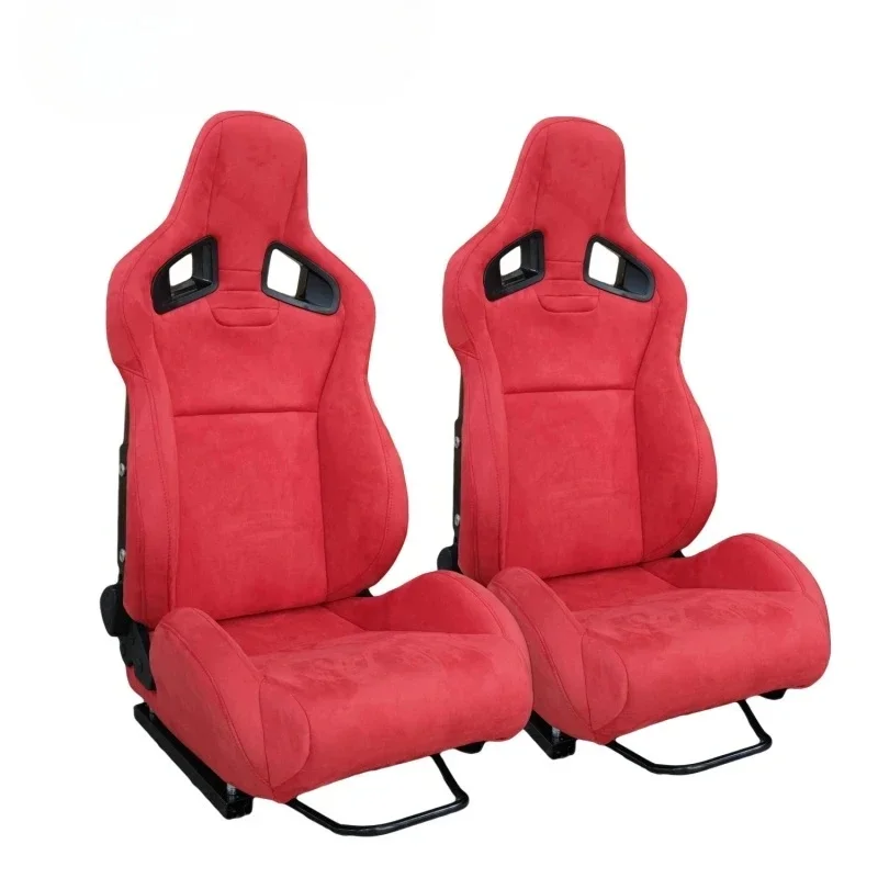 Durable 2PCS Left Right Fiberglass Carbon Fiber Adjustable Leather Fabric Sports Racing Seats For Car Interior Upgrade