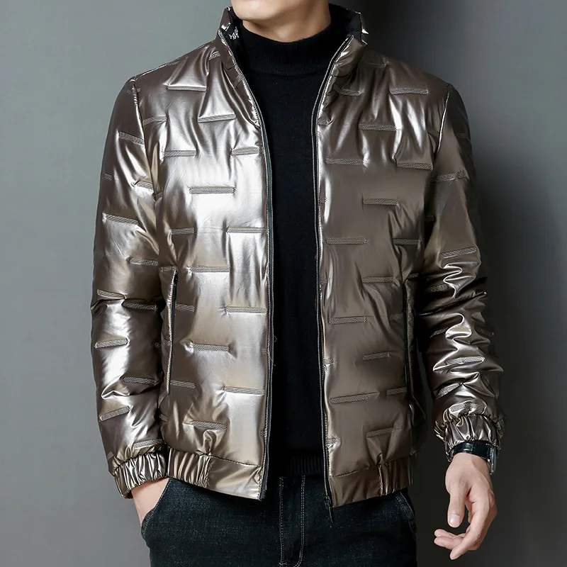 MRMT 2024 Brand New Men's Down Padded Jacket Reflective Shiny Casual Stand-Up Collar Men's Padded Jacket Jacket Padded Jacket