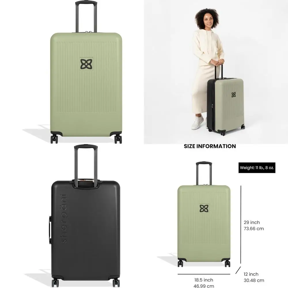 

sherpani meridian, 29 inch travel hardside luggage, durable hardshell luggage, expandable suitcase with 4 double spinner wheels,