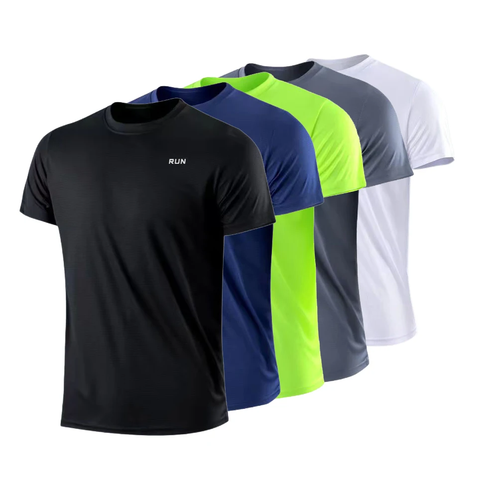 T-Shirt à manches courtes pour hommes, séchage rapide, course à pied, évacuation de l'humidité, col rond, exercice d'entraînement, chemise de Sport, hauts légers