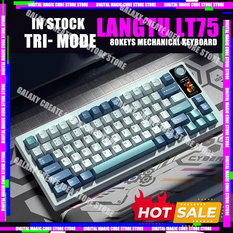 

Langtu Lt75 Gaming Keyboard 80Keys Mechanical Keyboard Hotswap RGB Wireless 2.4G Gamer Non-contact Customized Accessories Gifts