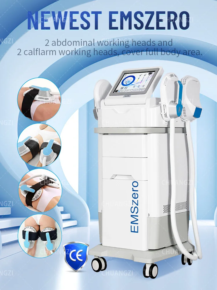 New Year's Latest EMS 6000W Newly Upgraded Plus Roller Nova Emszero Machine 4 Handels RF Body Muscle Stimulator Household