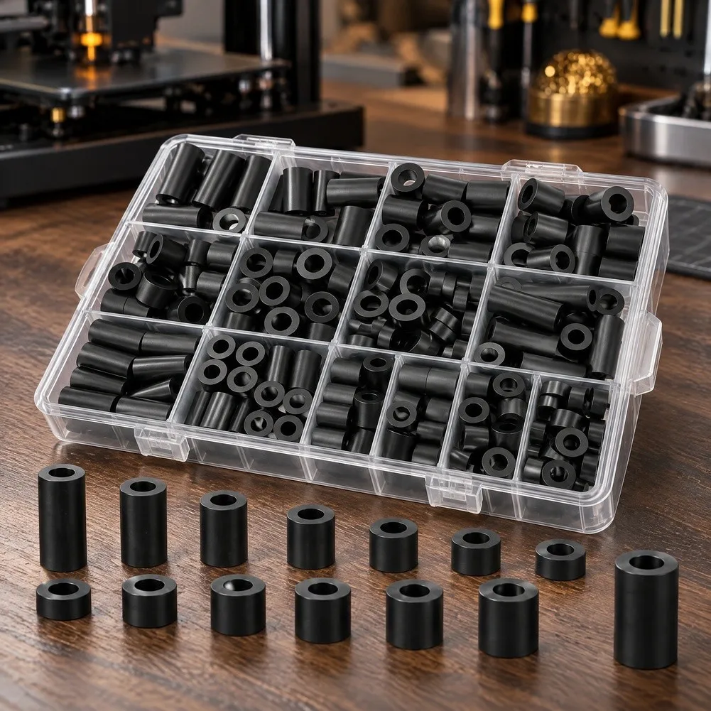 300pcs ABS Plastic Spacer Set Unthreaded Through Hole for 6mm and 8mm For Screws with Height Variety and Transparent Box